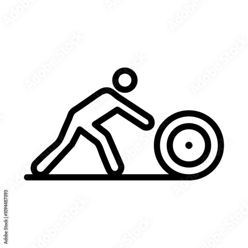 Man rolling carpet mat icon Black and white outline vector