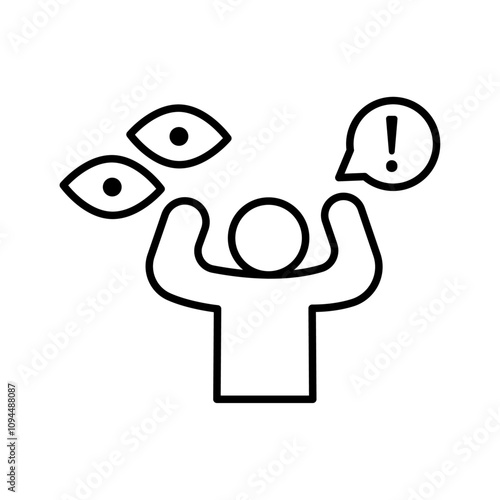 Paranoia icon Black and white outline vector