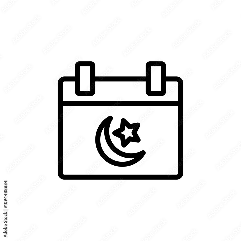 Ramadan Calendar Icon Black and white outline vector Ramadan Calendar Icon Black and white outline vector