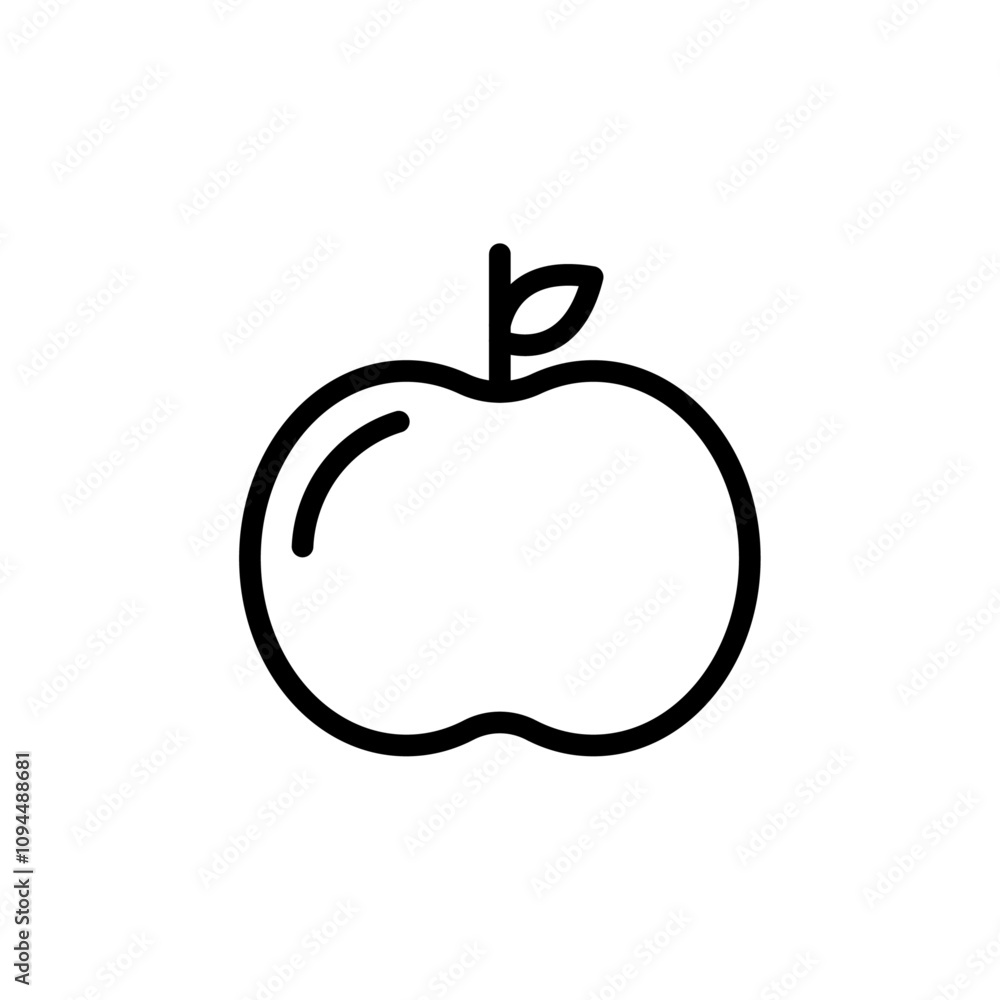 Red apple icon Black and white outline vector Red apple icon Black and white outline vector