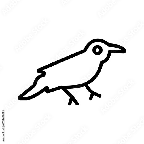 raven icon Black and white outline vector