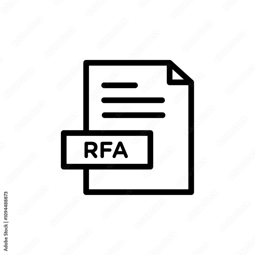 RFA File icon Black and white outline vector RFA File icon Black and white outline vector