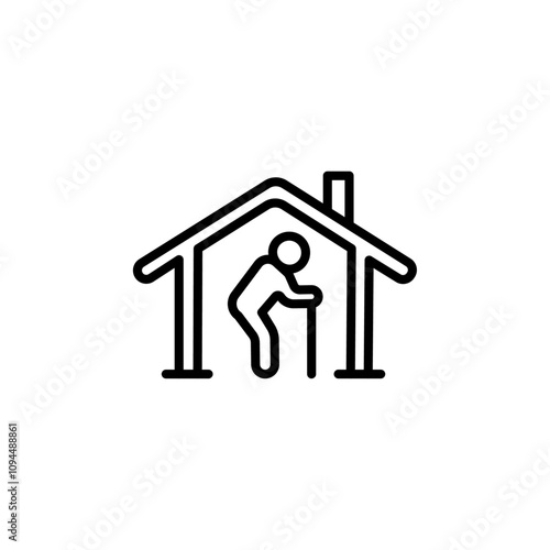 Retirement home icon Black and white outline vector