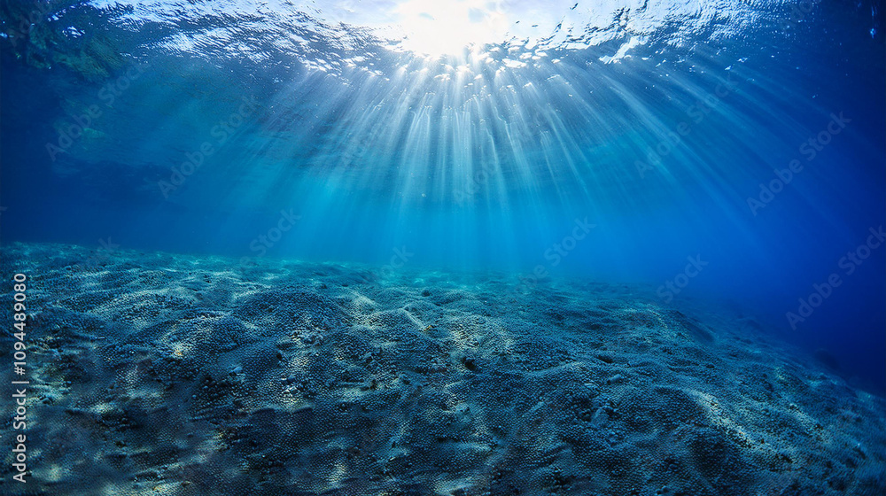 Fototapeta premium Unterwasser mit Sonnenstrahlen im Hintergrund