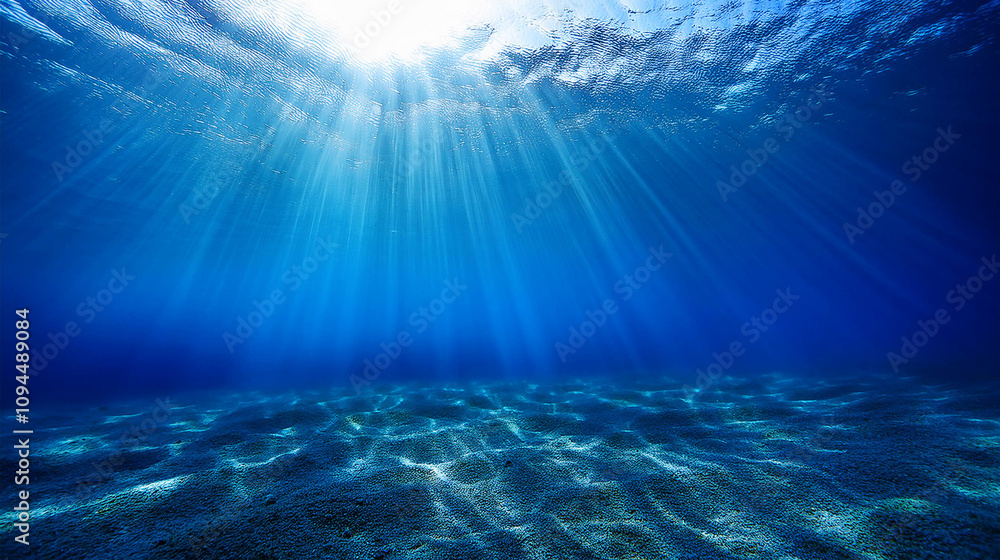 Unterwasser mit Sonnenstrahlen im Hintergrund Unterwasser mit Sonnenstrahlen im Hintergrund