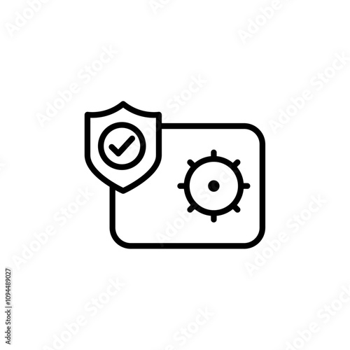 Safe vault box icon Black and white outline vector