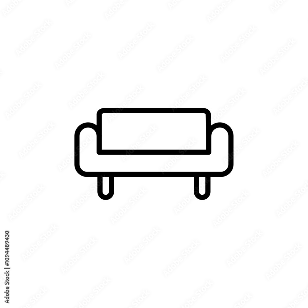 sofa icon Black and white outline vector sofa icon Black and white outline vector