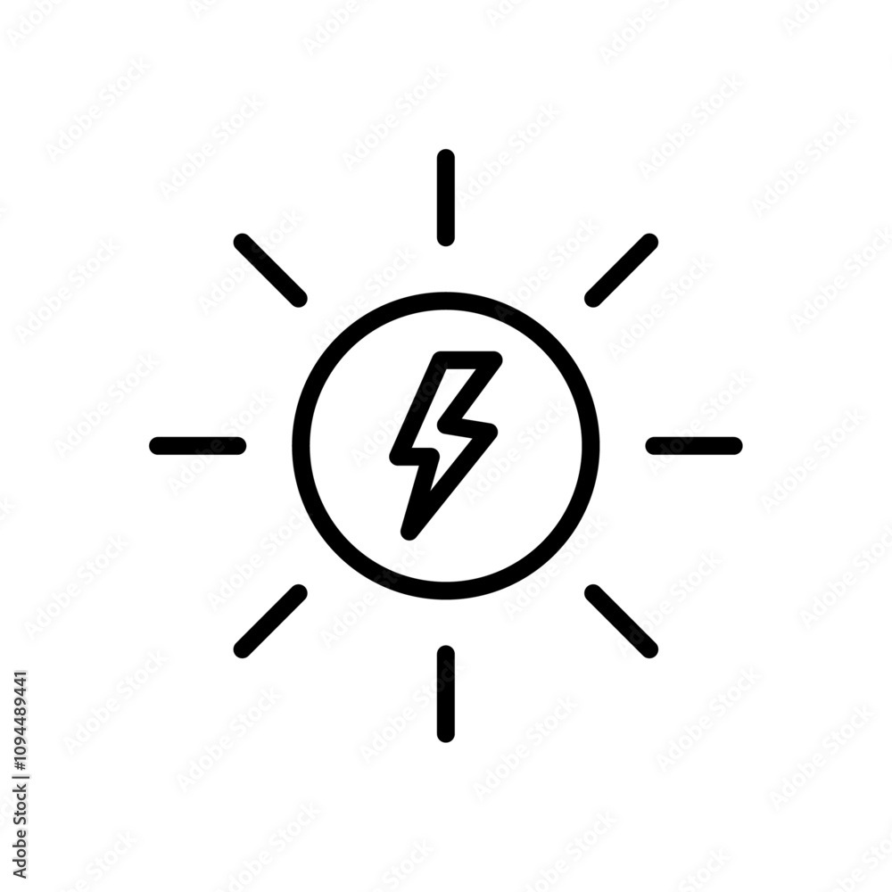 Solar energy icon Black and white outline vector Solar energy icon Black and white outline vector