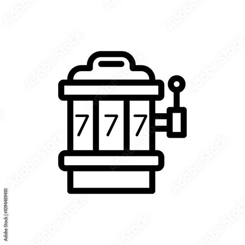 slot machine icon Black and white outline vector