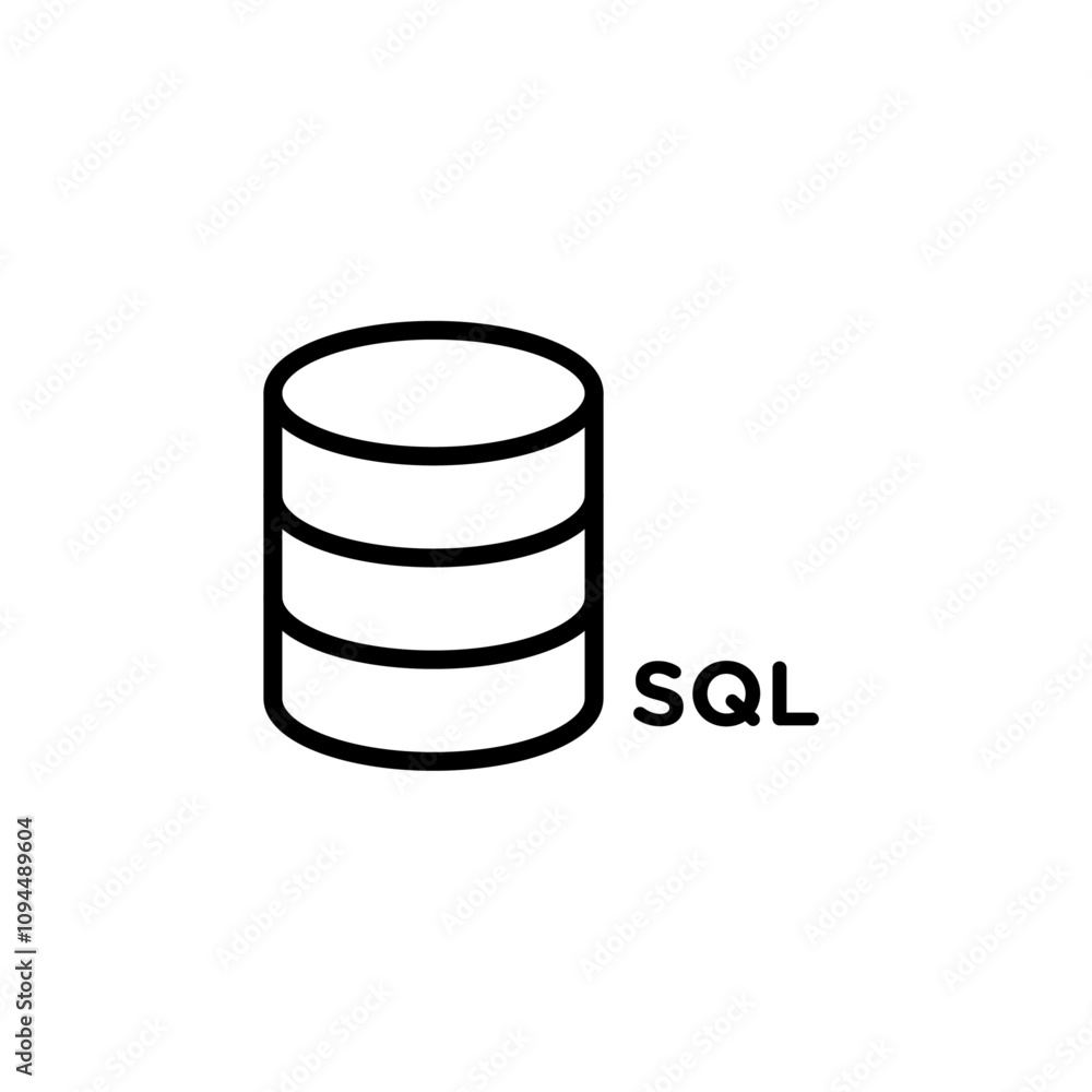 SQL server icon Black and white outline vector SQL server icon Black and white outline vector