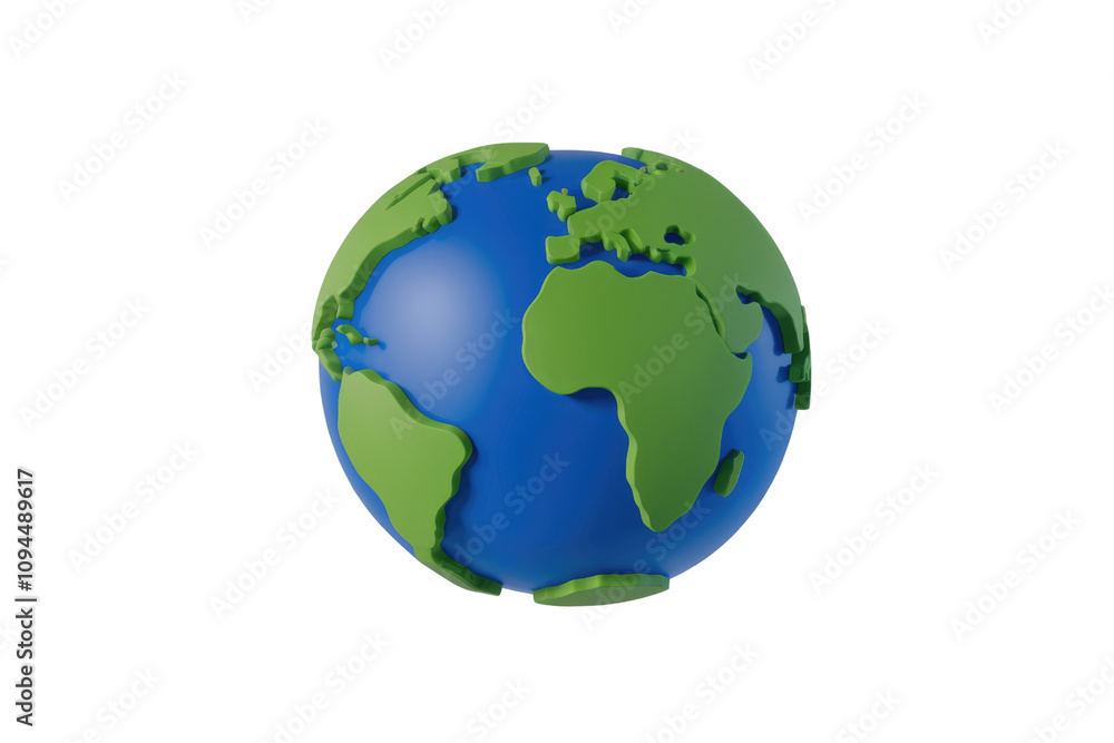 Simple 3D Earth model with green continents and blue oceans Simple 3D Earth model with green continents and blue oceans