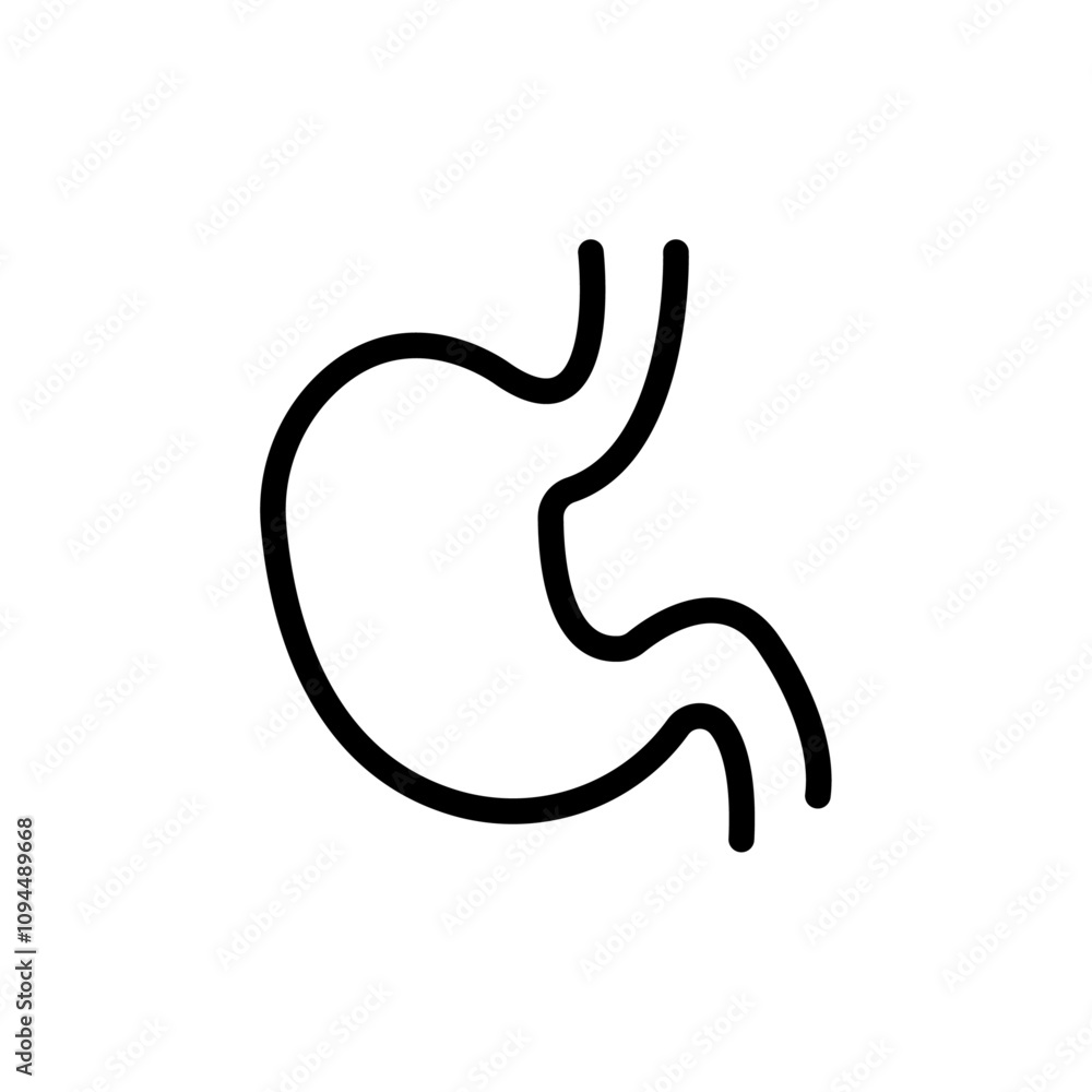 Stomach icon Black and white outline vector Stomach icon Black and white outline vector