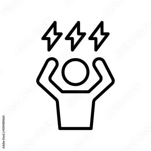 Stress icon Black and white outline vector