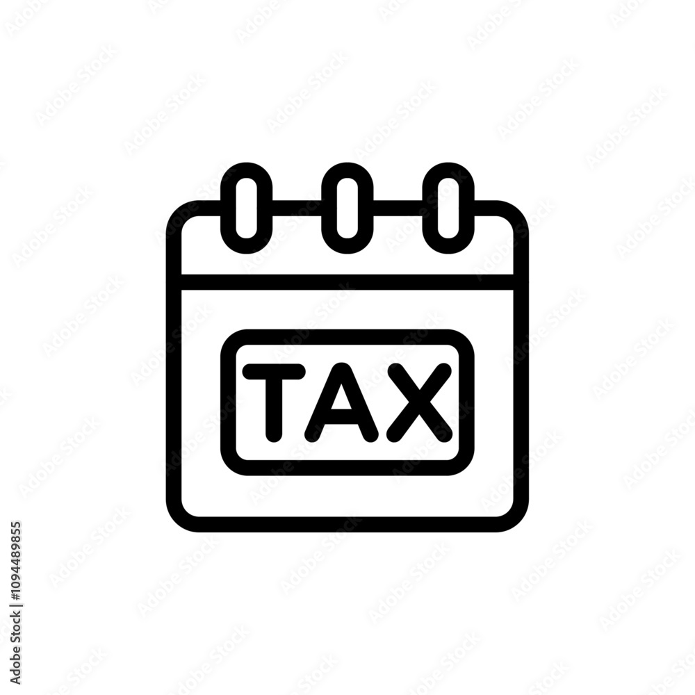 Tax reminder icon Black and white outline vector Tax reminder icon Black and white outline vector