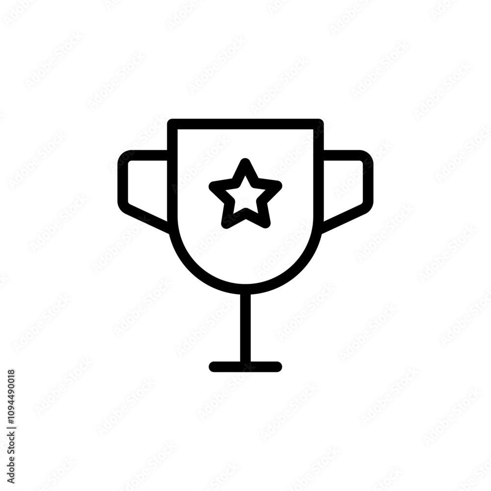 Trophy cup with star icon Black and white outline vector Trophy cup with star icon Black and white outline vector
