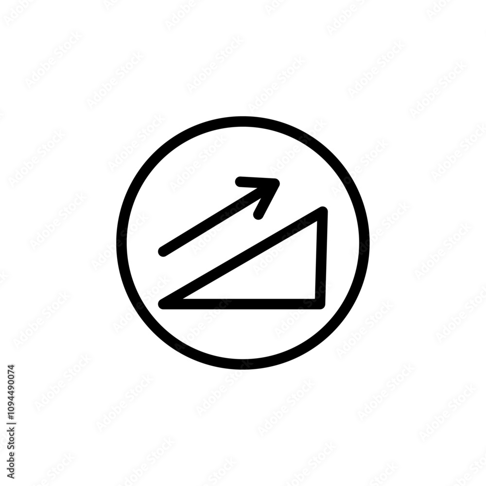 Uphill icon Black and white outline vector Uphill icon Black and white outline vector