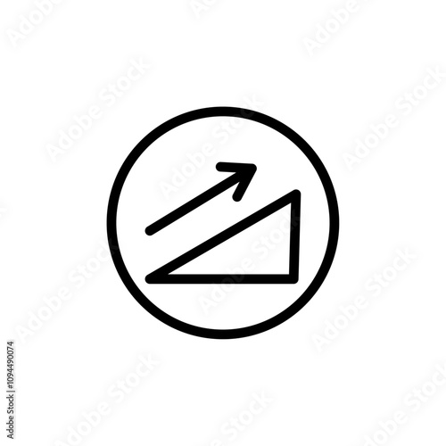 Uphill icon Black and white outline vector