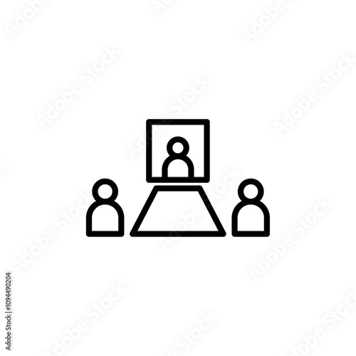 Video conference icon Black and white outline vector