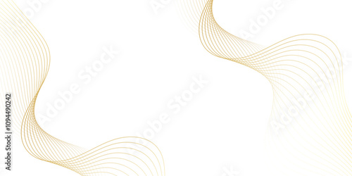 Gold wave curve lines abstract background with flowing particles. Digital energy waves technology concept. Modern backdrop design for business, presentation, banner.