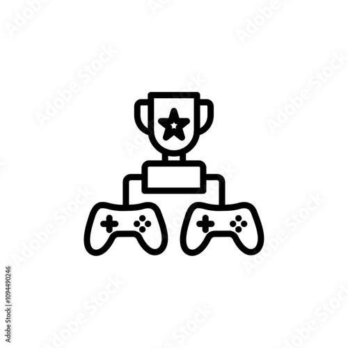 Video game contest icon Black and white outline vector