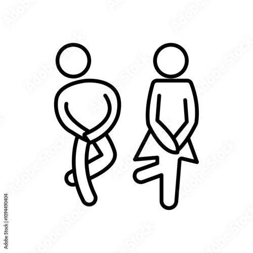 wc toilet door plate icon Black and white outline vector