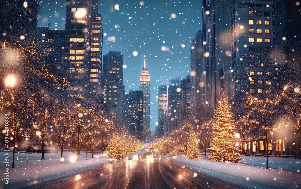 Fototapeta premium city christmas background 