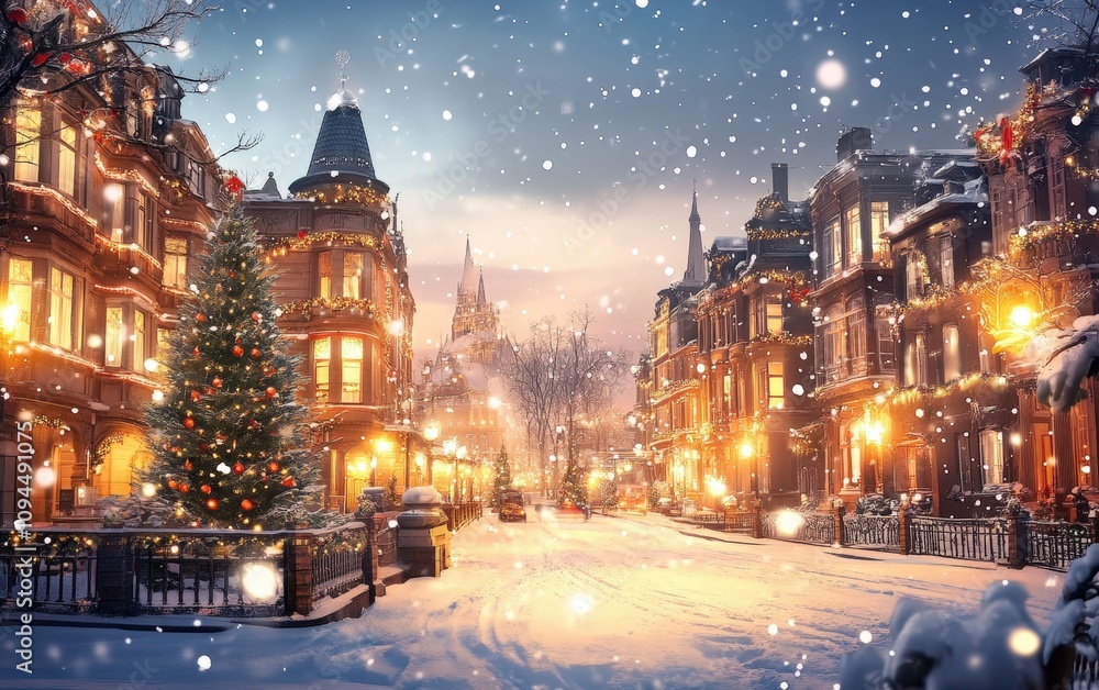Fototapeta premium city christmas background 