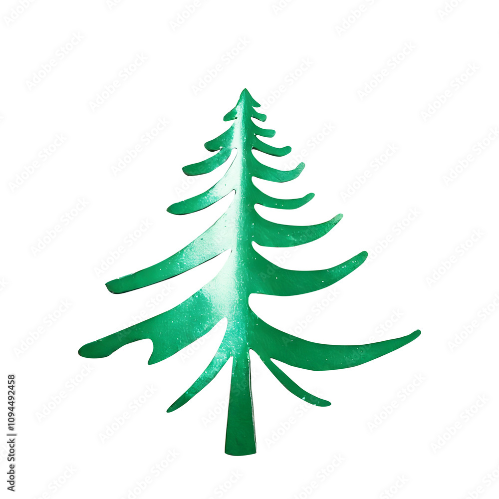 Obraz premium Decorative green Christmas tree made of layered metallic paint isolated