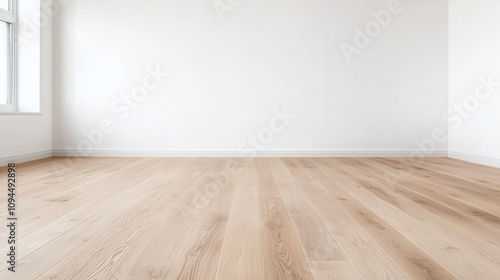 Bright Empty Room with Wooden Flooring and White Walls