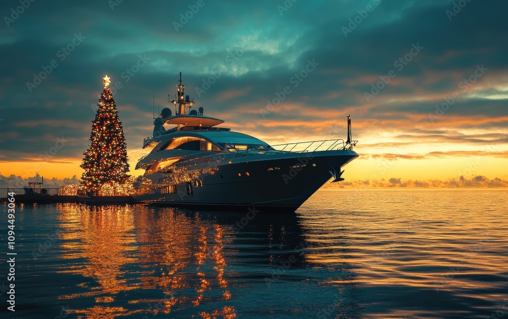 Obraz premium crazy epic yacht christmas background 