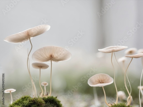 A Captivating Motion Blur of Growing Mushrooms Revealed Through a Unique 2 Days Exposure Technique in Nature. photo