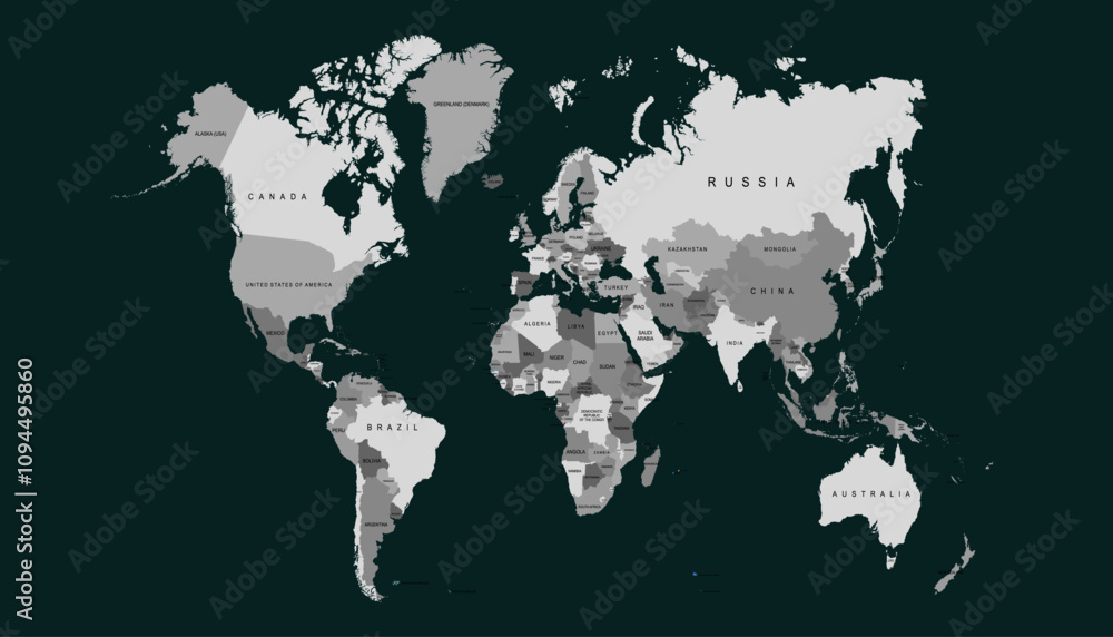 Fototapeta premium World map. Modern color vector map. Silhouette map.