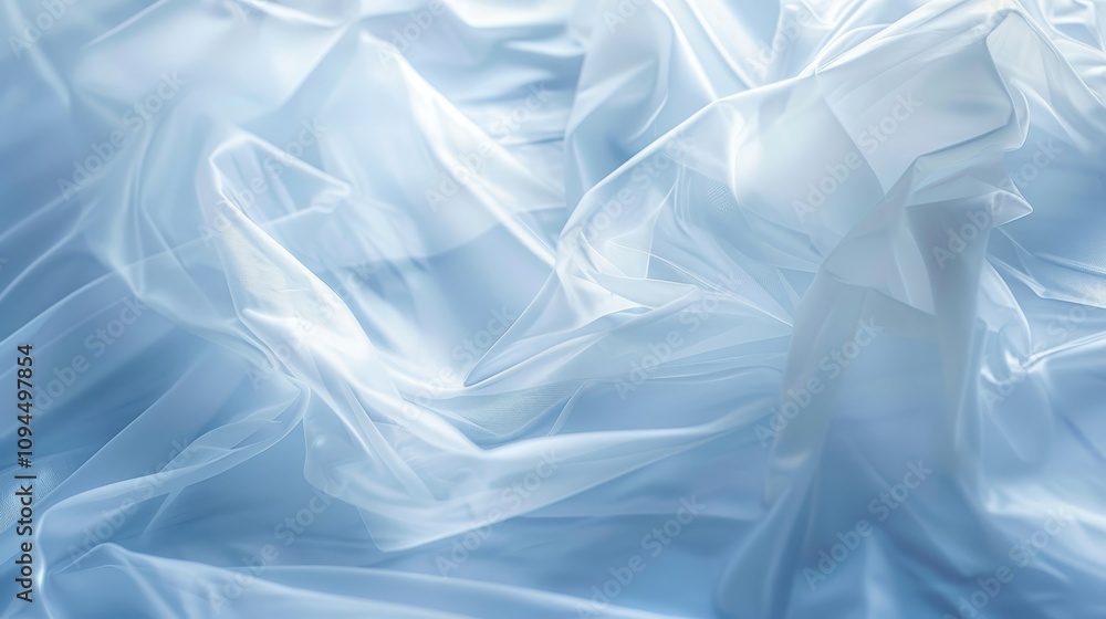 Obraz premium Close up of softly folded plastic film highlighting its glossy texture and packaging uses