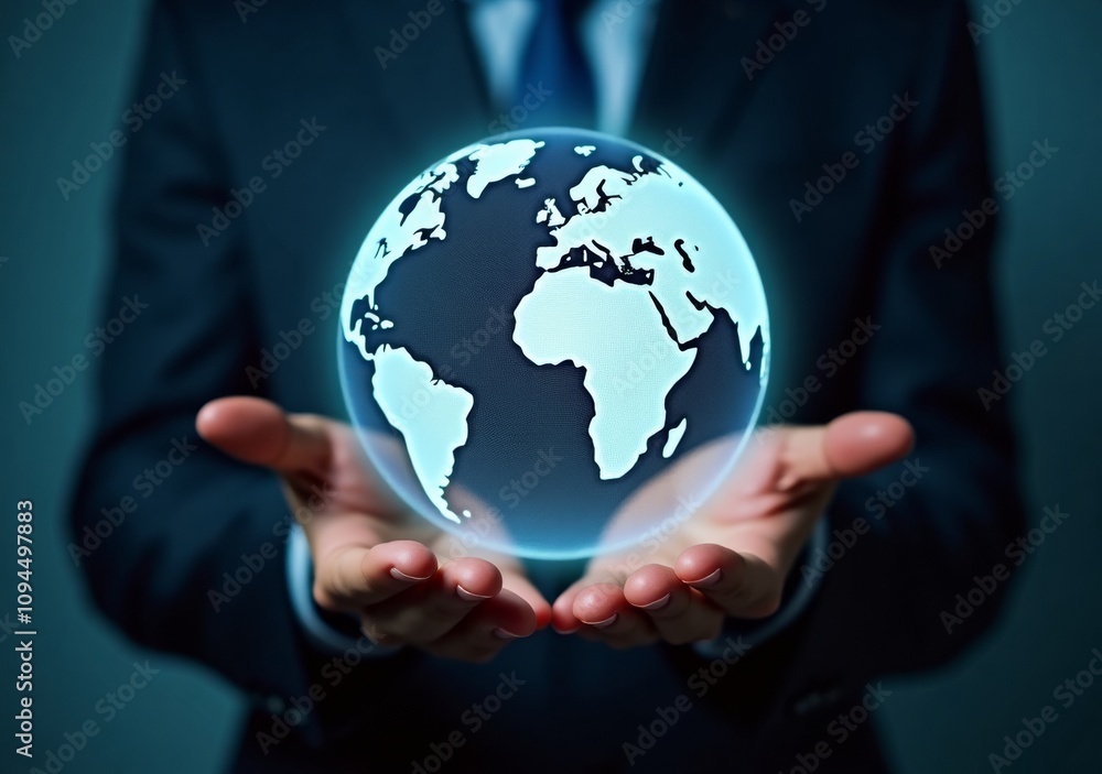 Holding a glowing globe representing global connectivity and international collaboration Holding a glowing globe representing global connectivity and international collaboration