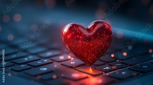 Wallpaper Mural Heart on laptop keyboard, a symbol of online affection, connection and valentine day romance Torontodigital.ca