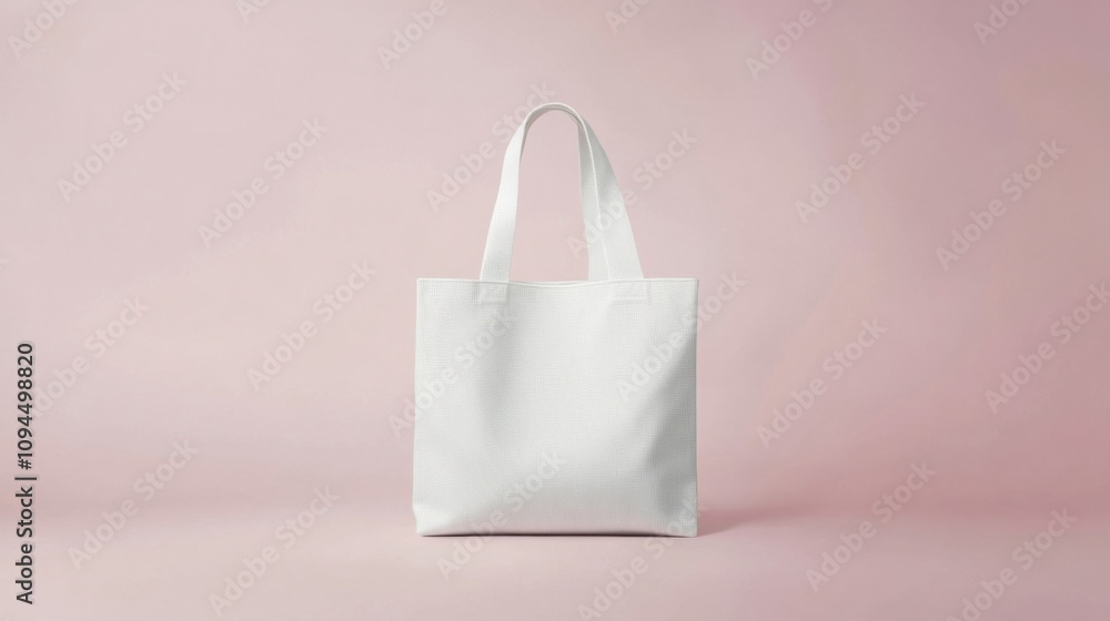 Mockup of a white tote bag made of cotton fabric with a plain background Mockup of a white tote bag made of cotton fabric with a plain background