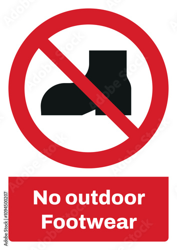 ISO prohibition safety signs sentence case text_no outdoor footwear_portrait size a4/a3/a2/a1
