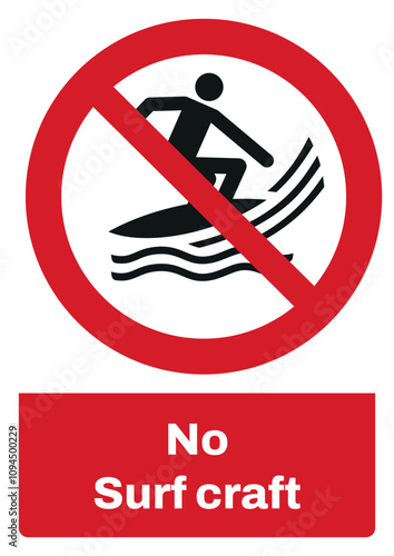 ISO prohibition safety signs sentence case text_no surf craft_portrait size a4/a3/a2/a1
