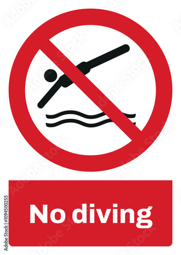 ISO prohibition safety signs sentence case text_no diving_portrait size a4/a3/a2/a1
