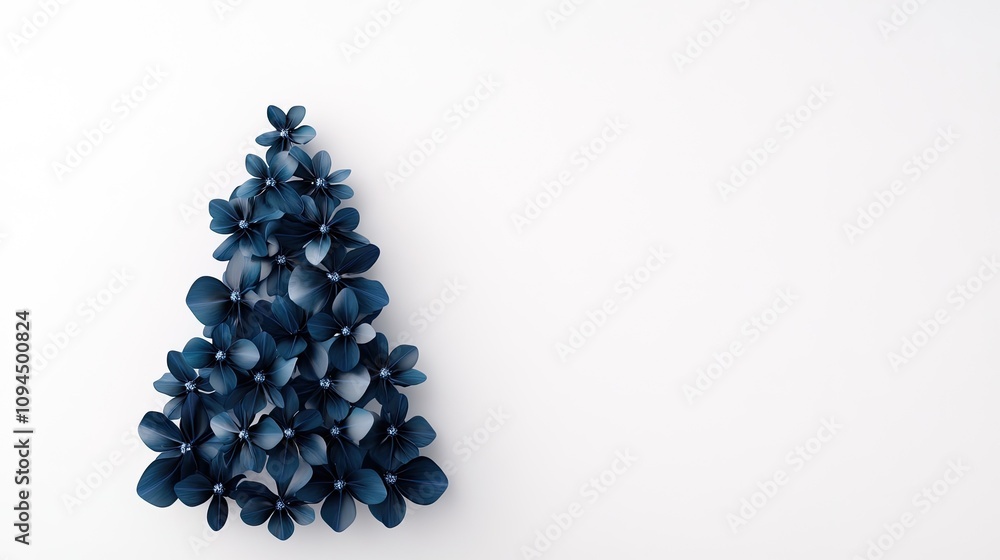 A beautifully frosted light blue Christmas tree decorates a simple white space, evoking a winter wonderland atmosphere perfect for festivities A beautifully frosted light blue Christmas tree decorates a simple white space, evoking a winter wonderland atmosphere perfect for festivities