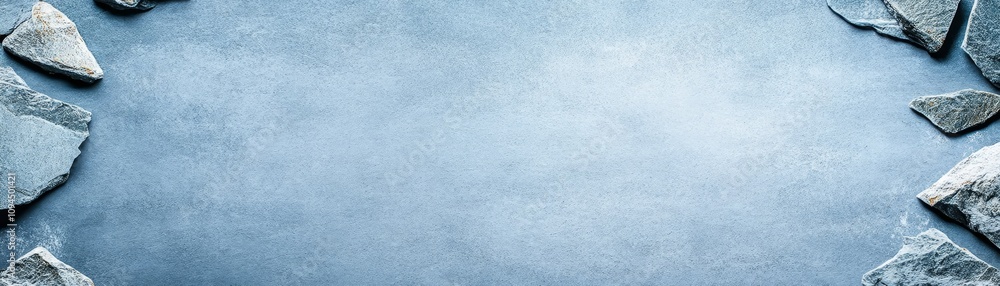 Serene blue rockscape backdrop with white border, nature photography for tranquil backgrounds Serene blue rockscape backdrop with white border, nature photography for tranquil backgrounds