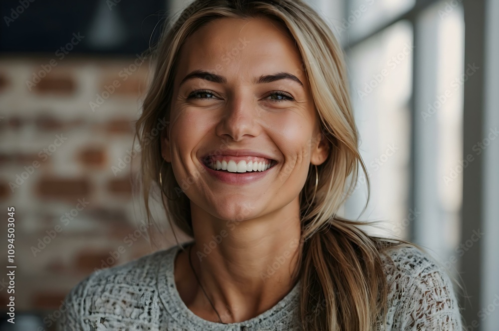 Portrait of a confident blonde woman in a vibrant workplace setting, ideal for creative professions. Blonde graphic designer who love to design things as a job Portrait of a confident blonde woman in a vibrant workplace setting, ideal for creative professions. Blonde graphic designer who love to design things as a job