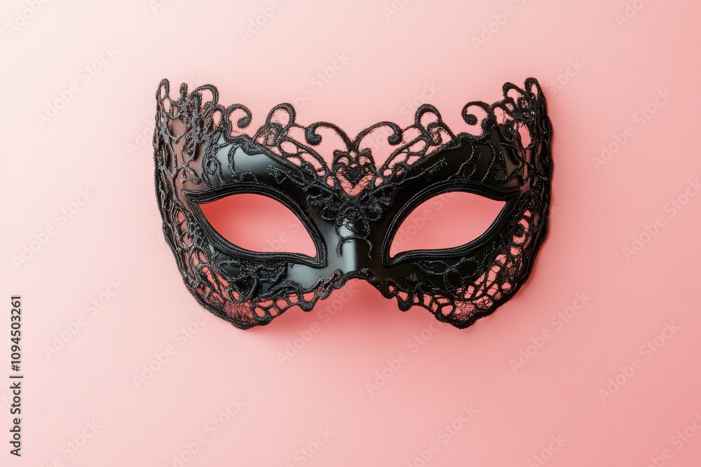 black carnival mask on a pink background black carnival mask on a pink background