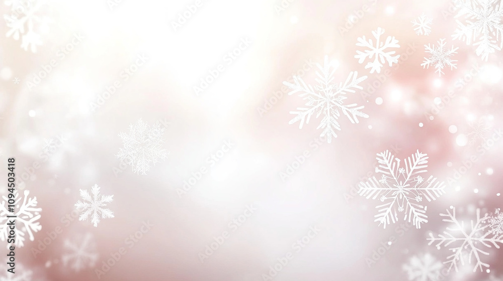 Blurred snowflakes falling in the sky with a dreamy pastel background, wide panorama for Christmas and New Year concepts, soft focus winter landscape with bokeh forest. Blurred snowflakes falling in the sky with a dreamy pastel background, wide panorama for Christmas and New Year concepts, soft focus winter landscape with bokeh forest.