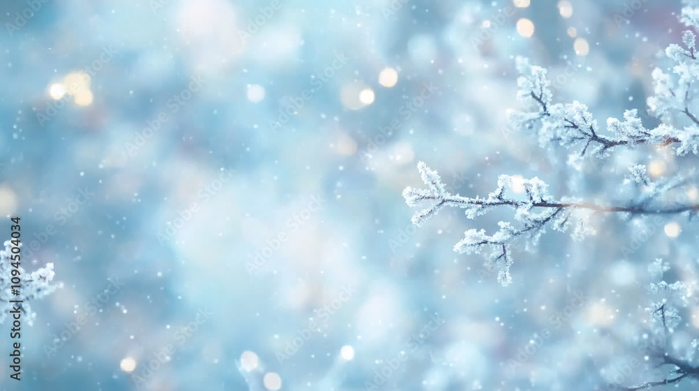 Blurred snowflakes falling in the sky with a dreamy pastel background, wide panorama for Christmas and New Year concepts, soft focus winter landscape with bokeh forest. Blurred snowflakes falling in the sky with a dreamy pastel background, wide panorama for Christmas and New Year concepts, soft focus winter landscape with bokeh forest.