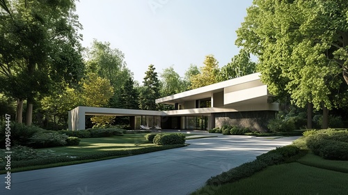 Futuristic, minimalist and streamlined style architectural design.