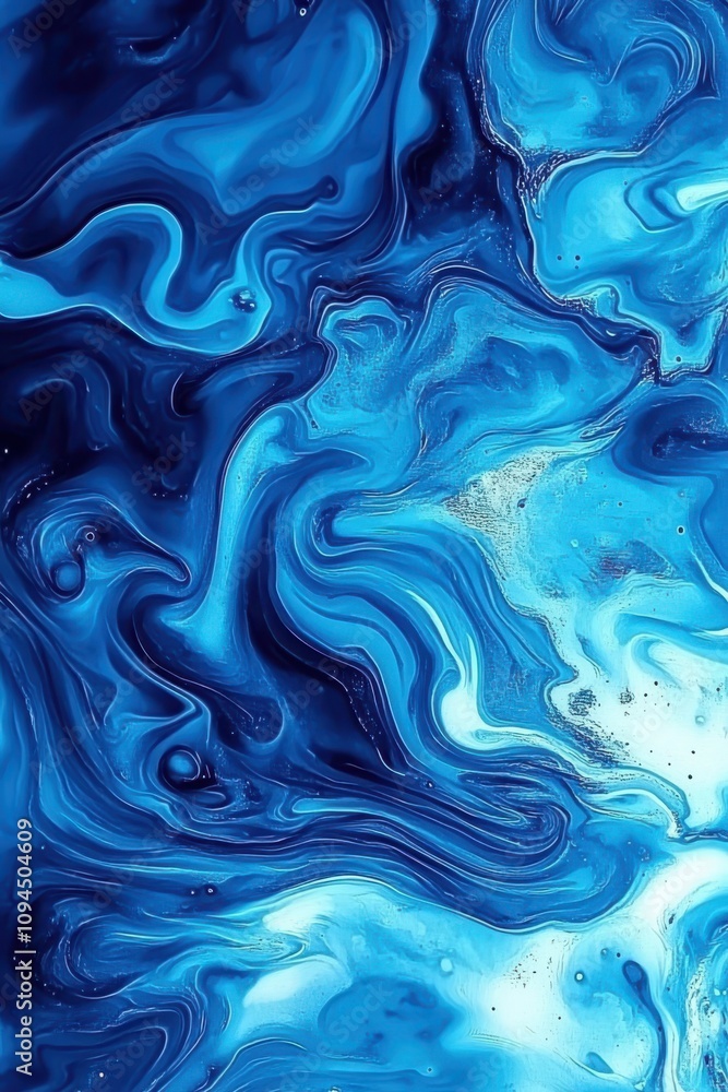 Fototapeta premium Mesmerizing abstract blue marble ink design with flowing textures and swirls