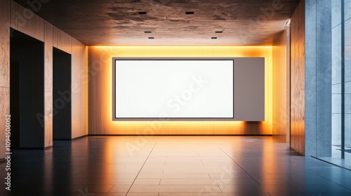 Conference entrance with a blank billboard displayed for mock-up designs