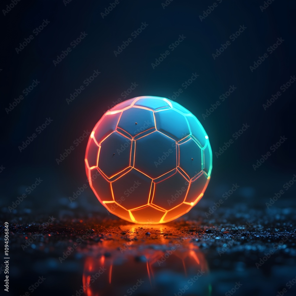Fototapeta premium Illuminated Glow Football for Nighttime Play and Recreation Activities, Perfect for Outdoor Fun and Sports Enjoyment