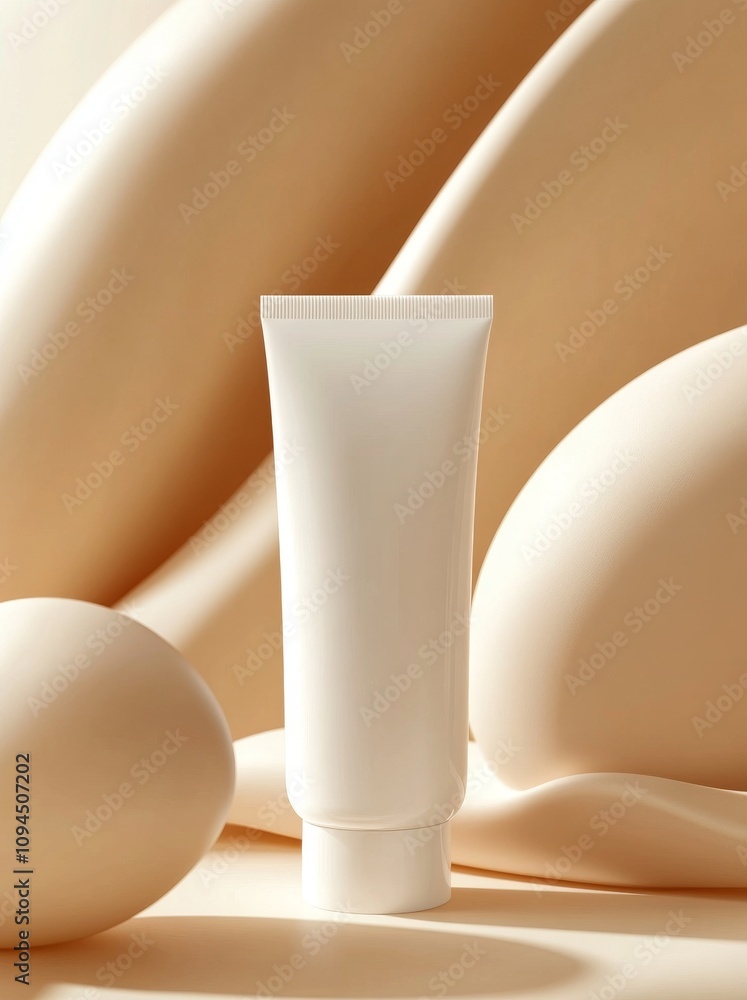 Minimalist White Cosmetic Tube on Beige Background
Minimalist White Cosmetic Tube on Beige Background
